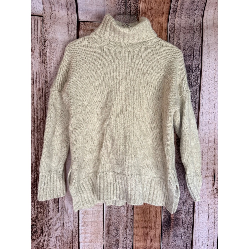 Everlane Sweater Oversized Turtleneck Wool Blend Minimalist Chunky Cream Size XL